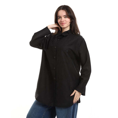Oversized Button-Down Tunic Shirt