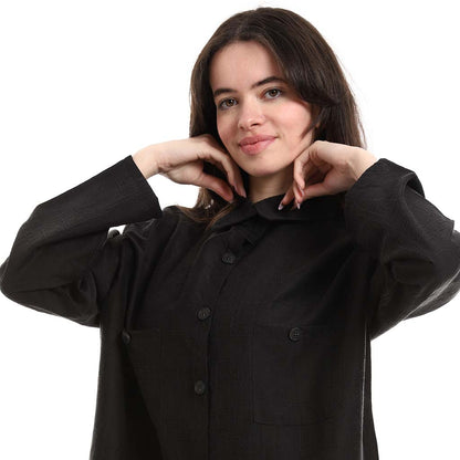 Oversized Button-Down Tunic Shirt
