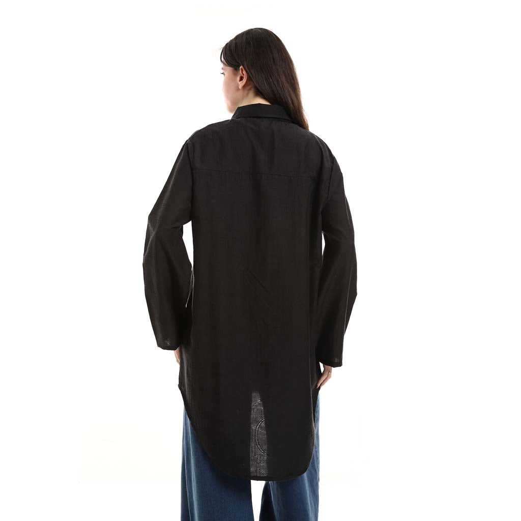 Oversized Button-Down Tunic Shirt