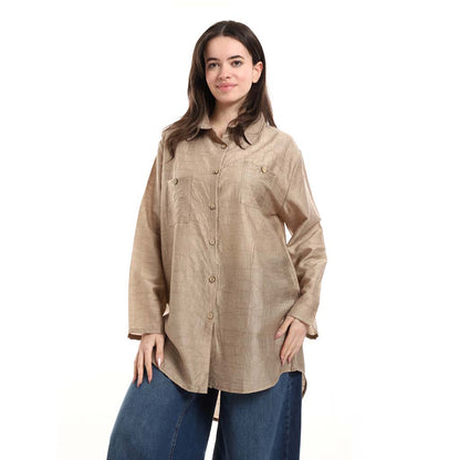 Oversized Button-Down Tunic Shirt