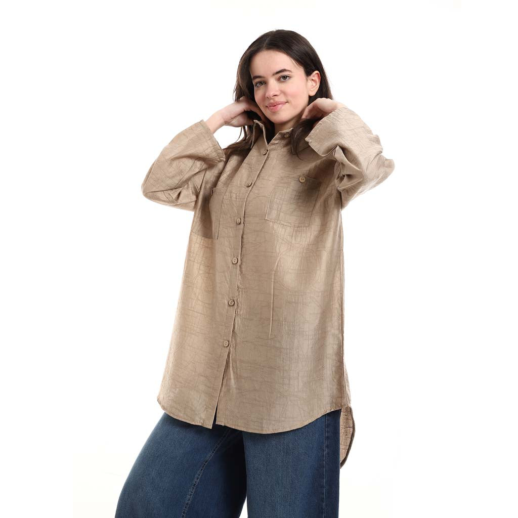 Oversized Button-Down Tunic Shirt