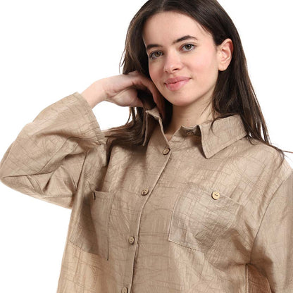 Oversized Button-Down Tunic Shirt