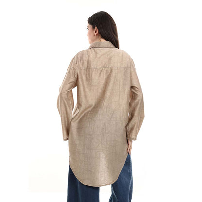 Oversized Button-Down Tunic Shirt