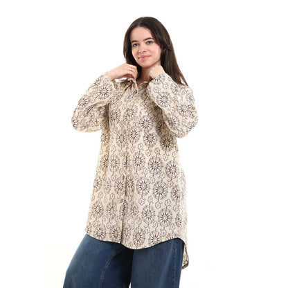 Oversized Button-Down Tunic Shirt