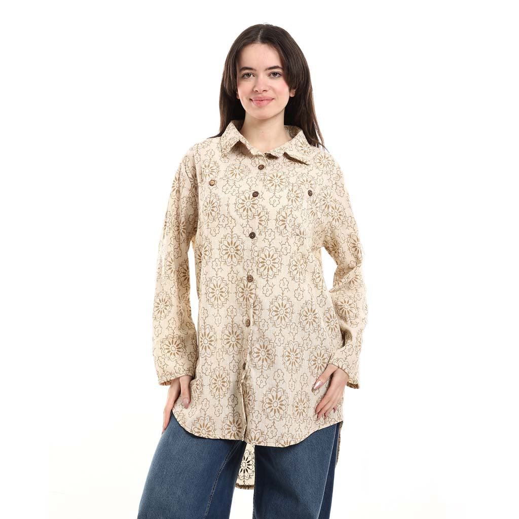 Oversized Button-Down Tunic Shirt