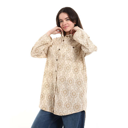 Oversized Button-Down Tunic Shirt