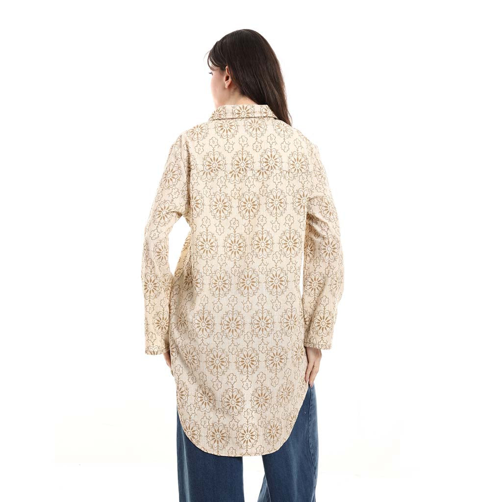 Oversized Button-Down Tunic Shirt