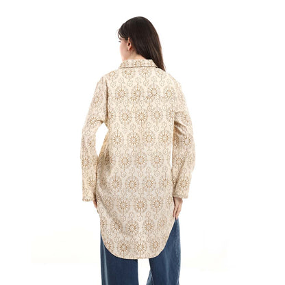 Oversized Button-Down Tunic Shirt